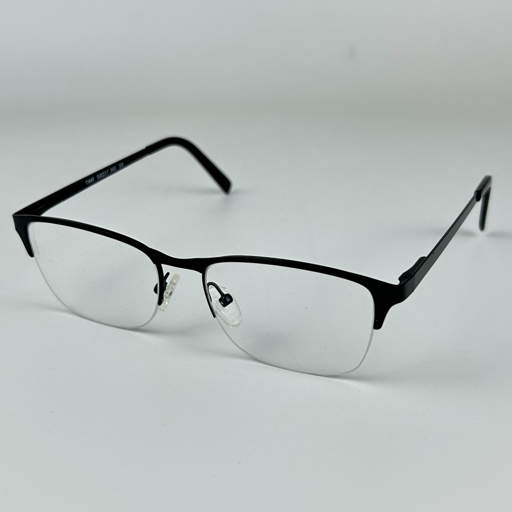Eyebuydirect Time 53-17-145 Unisex Eyeglasses Black Plastic Half Rim 53-17-145mm